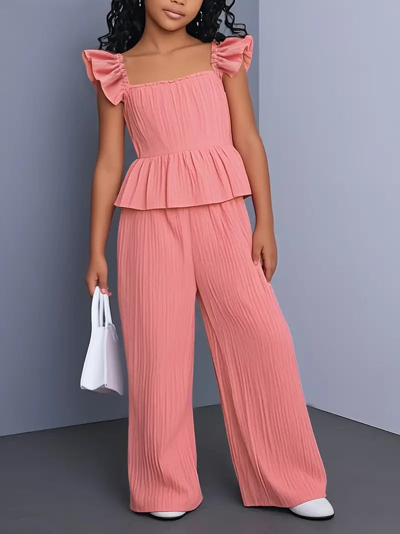 Girls' 2-Piece Summer Outfit Casual Set for Outdoor Wear