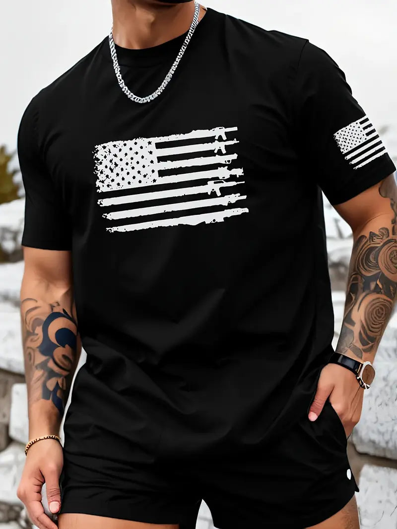Men's Casual Crew Neck Graphic T-shirt