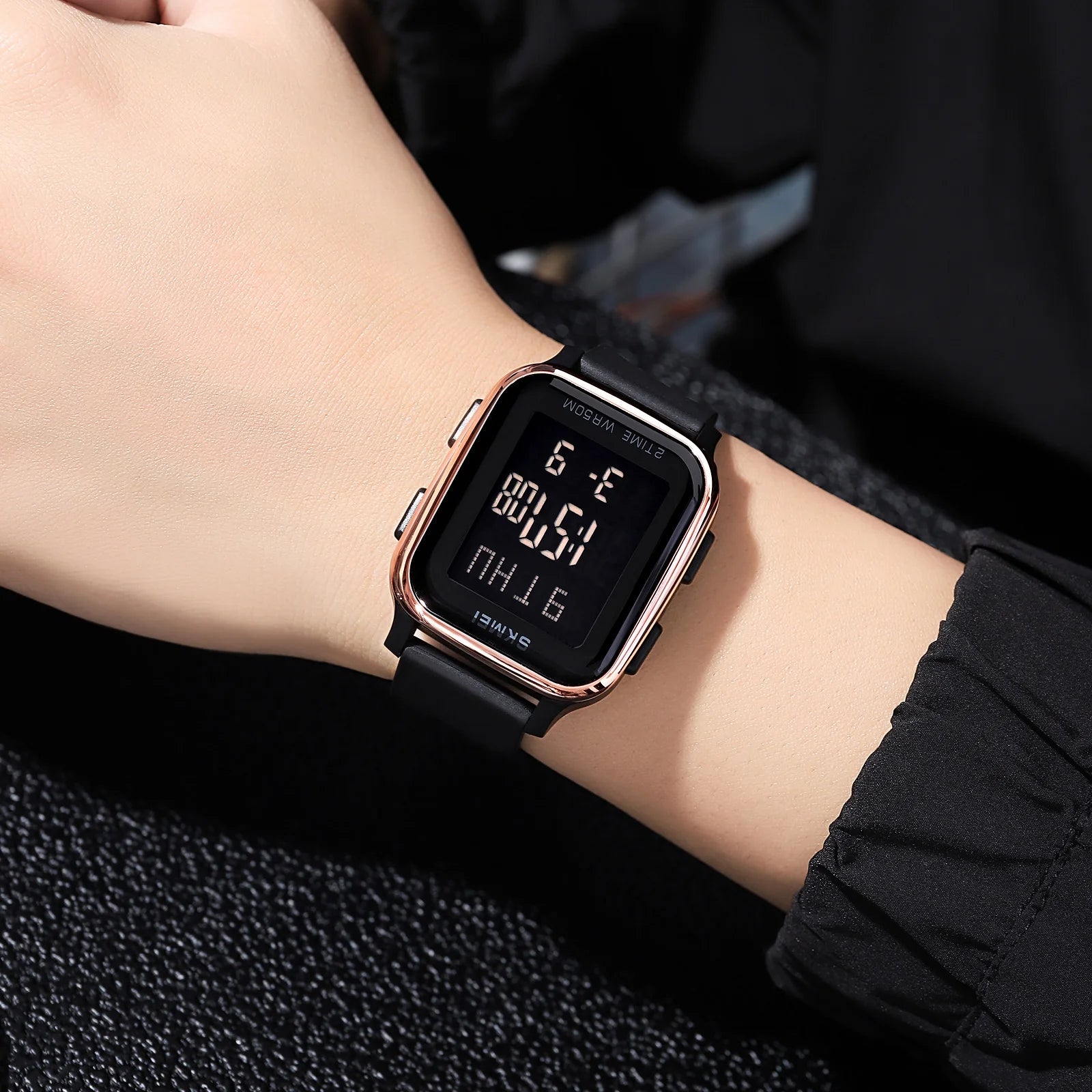 SKMEI Men's Digital Multifunction Watch Outdoor Casual Square 50M Waterproof Led Light Wristwatch