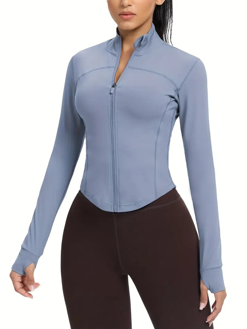 Women'S Sports Jacket Slim Fit Full Zip Athletic Running Workout
