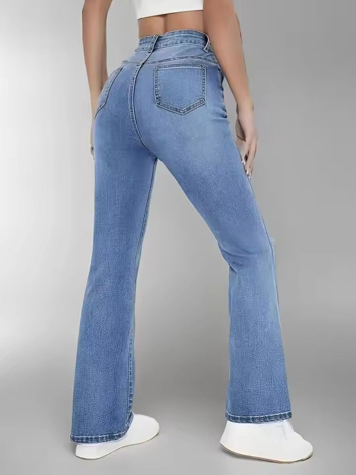 Women's Slimming High-Waist Washed Denim Jeans