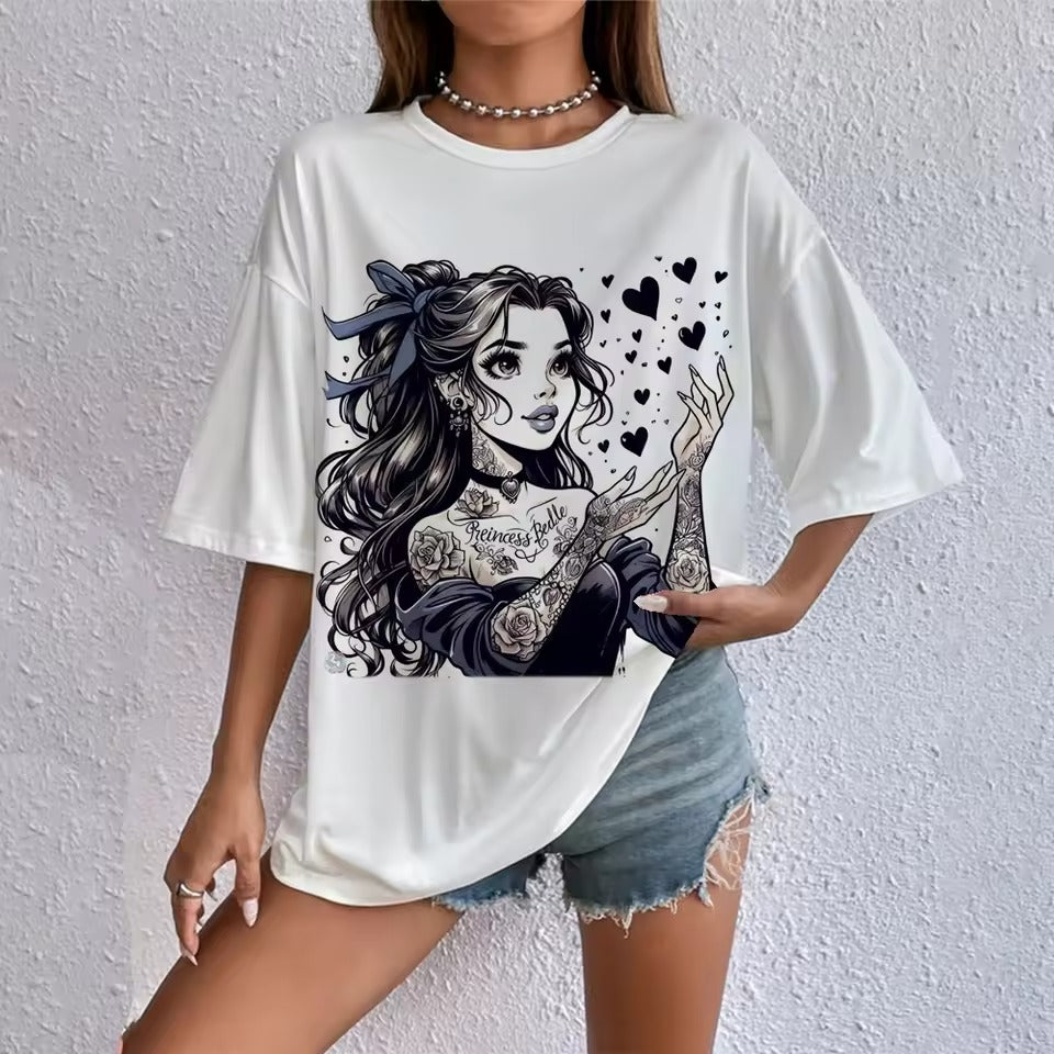 Cartoon Punk Princess Print T Shirt