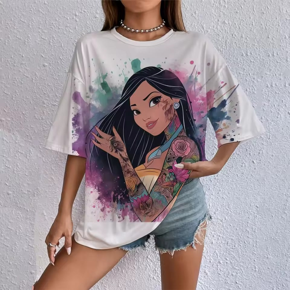 Cartoon Punk Princess Print T Shirt