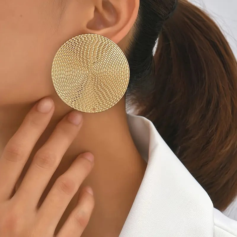 Simple Design Personality Fingerprint Plate Earrings