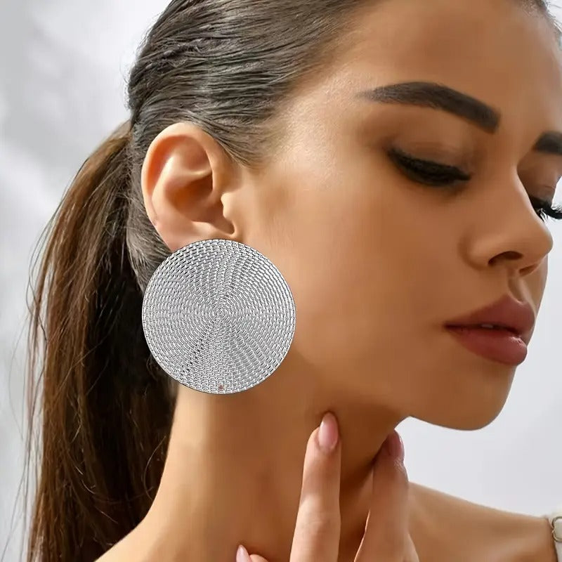 Simple Design Personality Fingerprint Plate Earrings