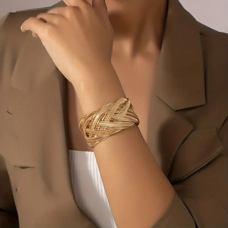 Exaggeratedly Woven Golden Iron Bracelet