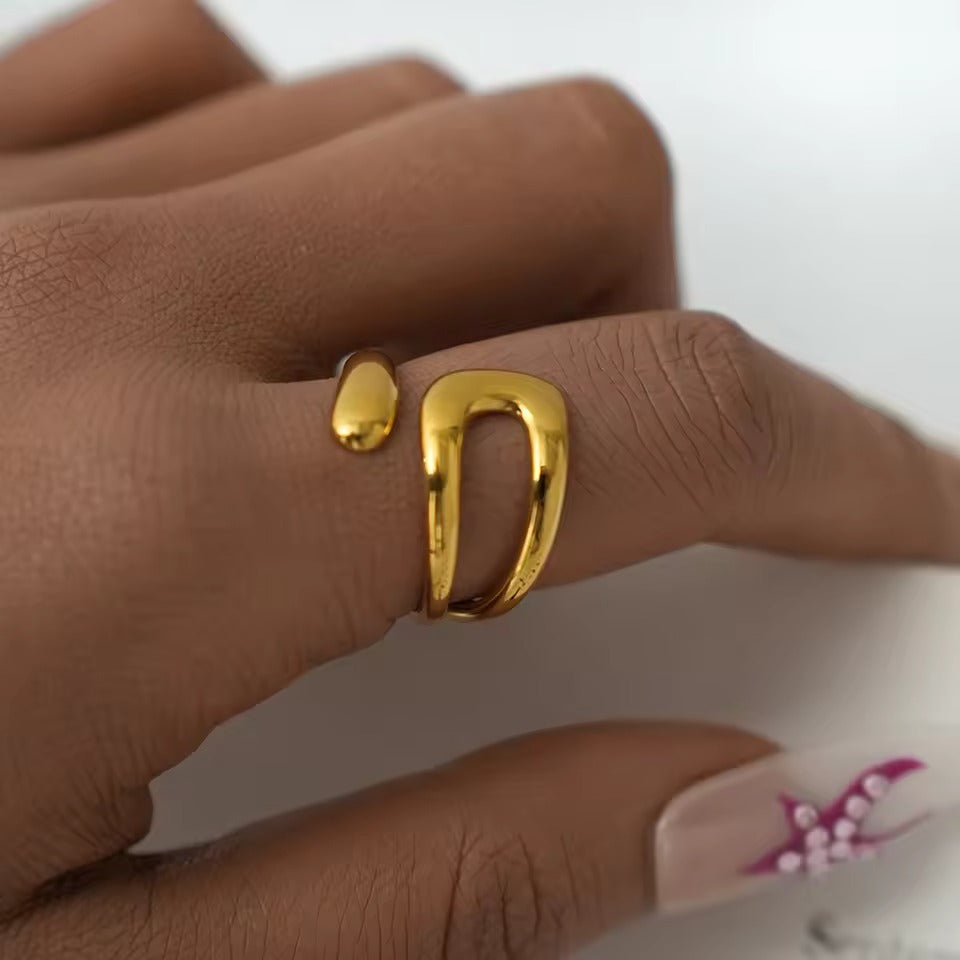 18k Gold Plated Minimalist Cross Asymmetrical Open Ring