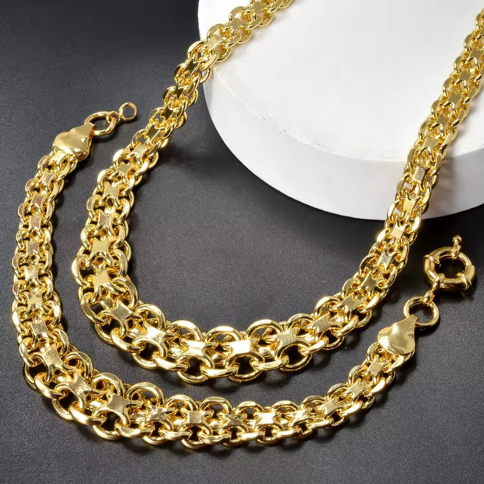 Luxury 18k Gold Plated Round Beads Necklace & Bracelet Set