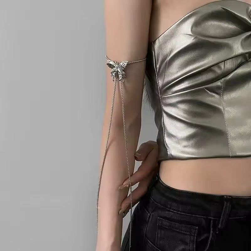 Liquid Metal Butterfly Silver Necklace