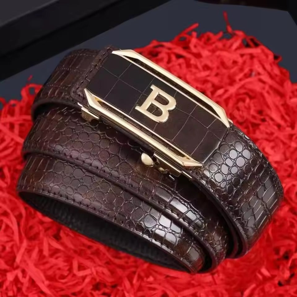 Men's Luxury Crocodile Pattern Leather Belt