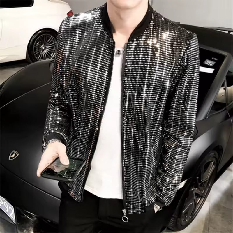 Men's Sequined Streetwear Bomber Jacket