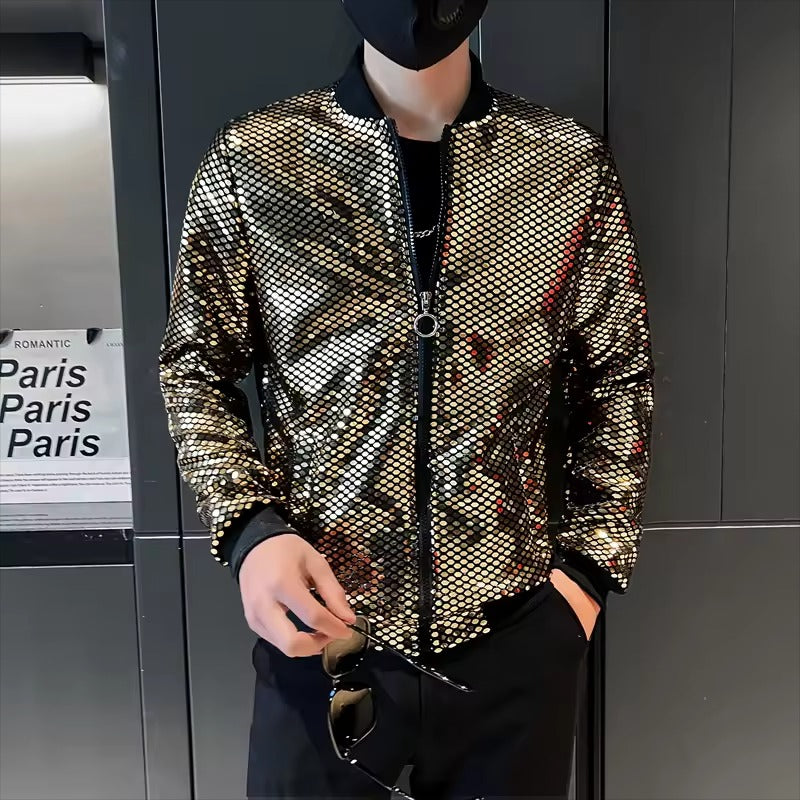 Men's Sequined Streetwear Bomber Jacket