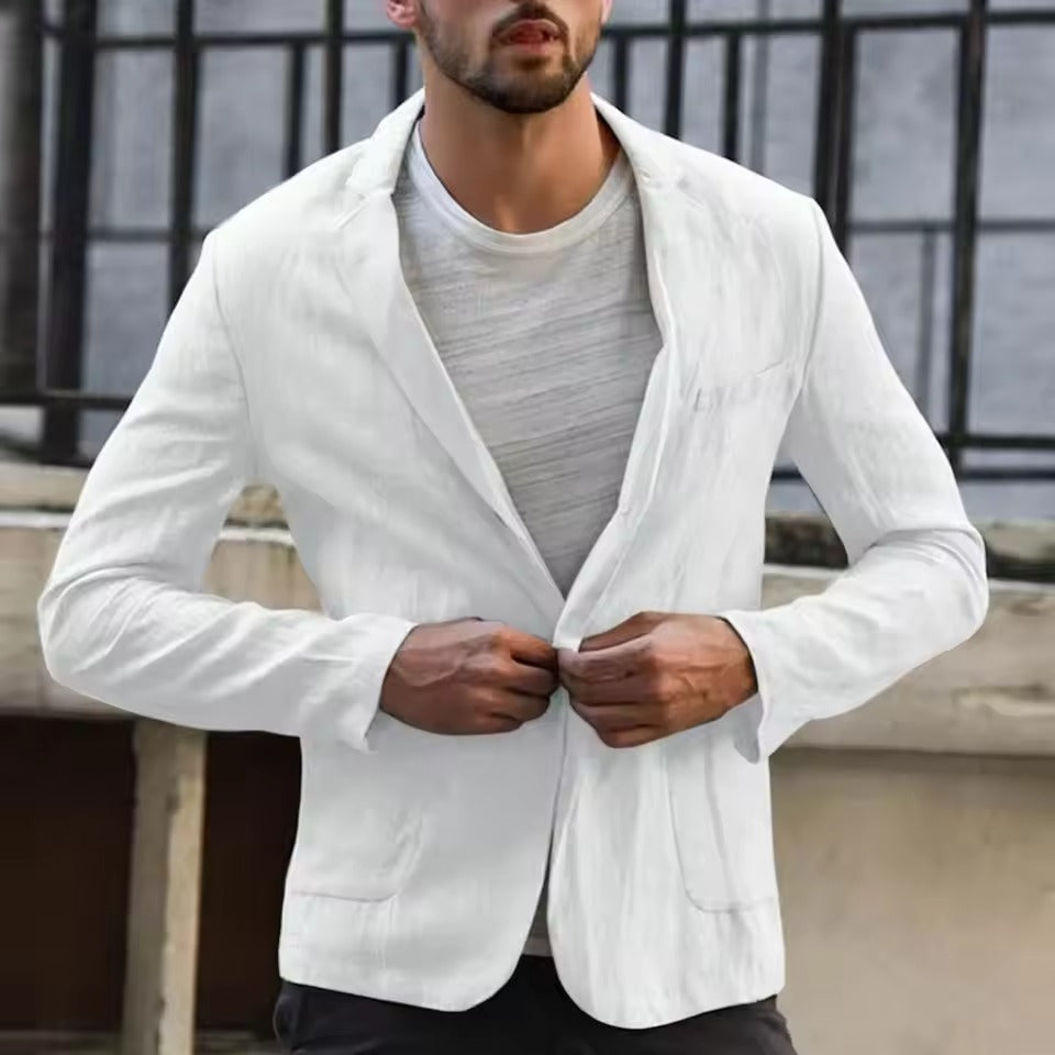 Men's Cotton Linen Slim Blazer