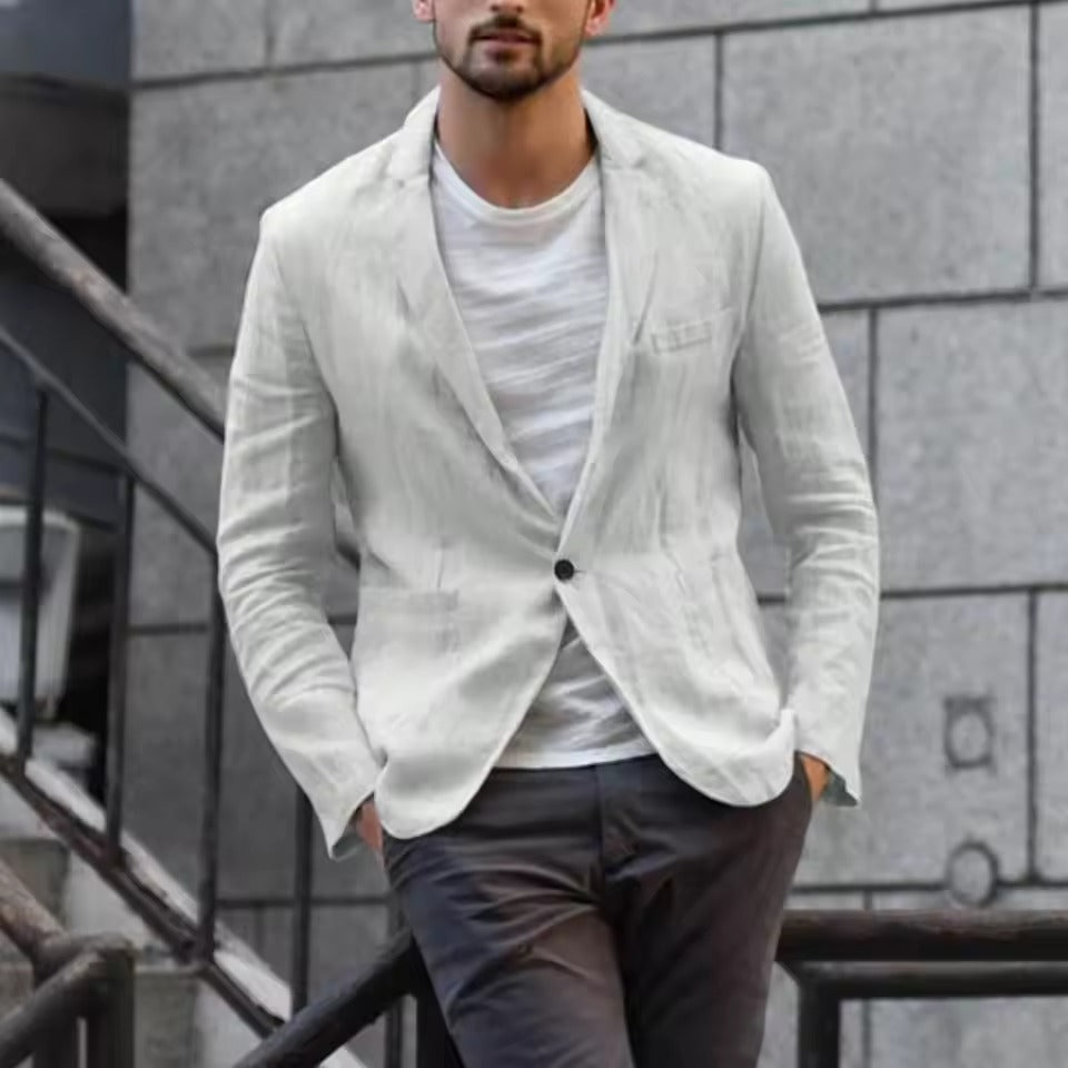 Men's Cotton Linen Slim Blazer