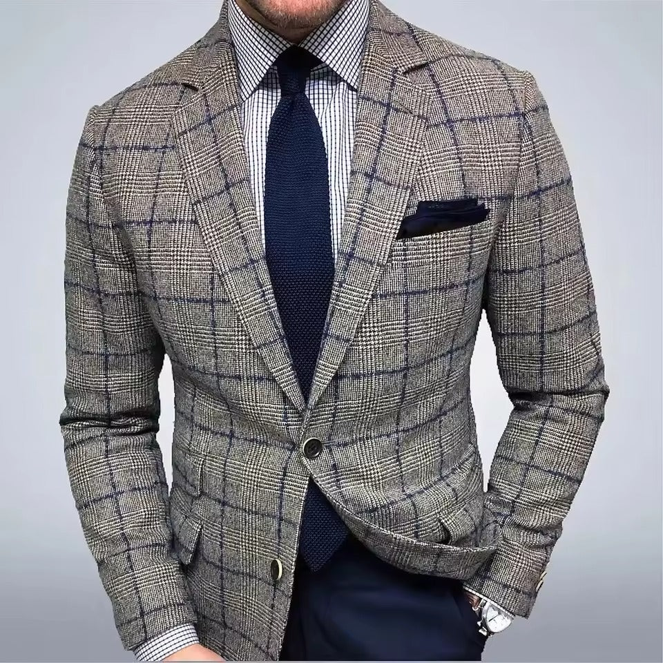 Men's Slim Fit Plaid Blazer