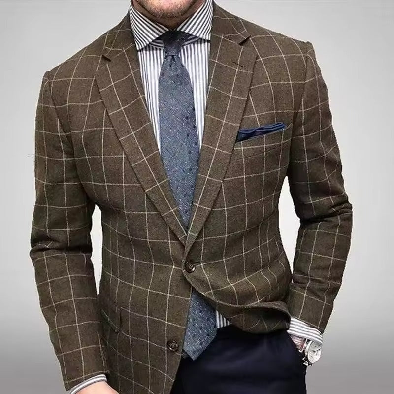 Men's Slim Fit Plaid Blazer