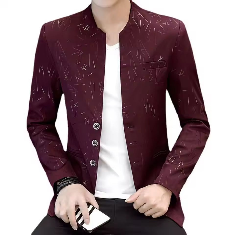 Casual & Business Stand Collar Men's Vintage Blazer