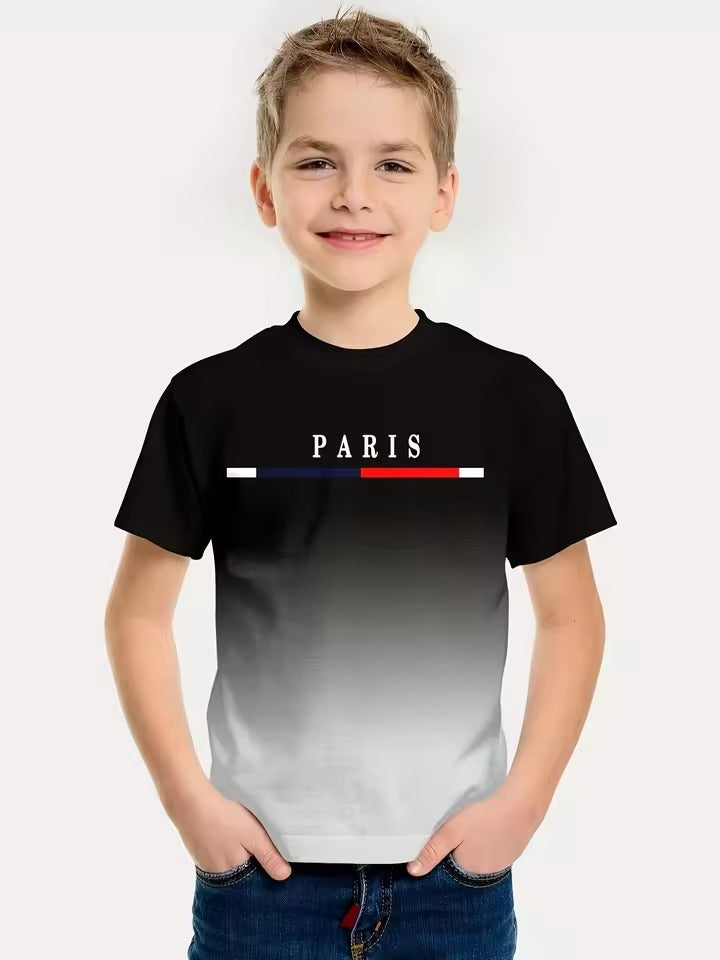 Summer Children's Warhorse Letter Printing 100% Cotton T-shirt