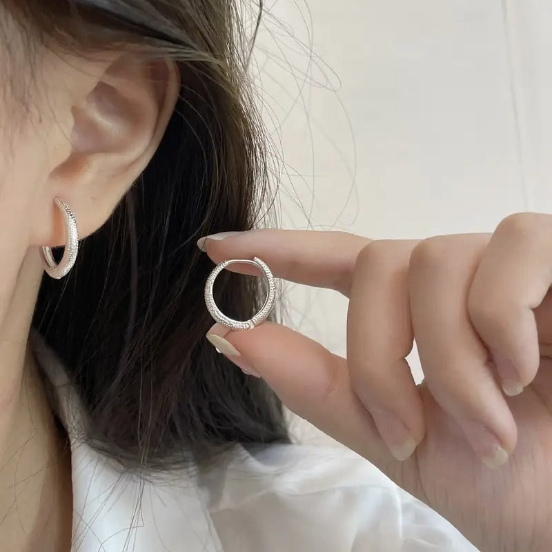 Shiny Hoop Earrings Made Of S925 Sterling Silve