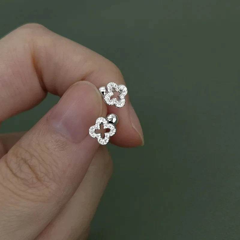 Trendy Butterfly & Heart Helix Stud Earrings – 2pcs Set