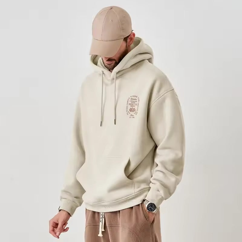 Fashion print loose high-grade pullover hoodie for men