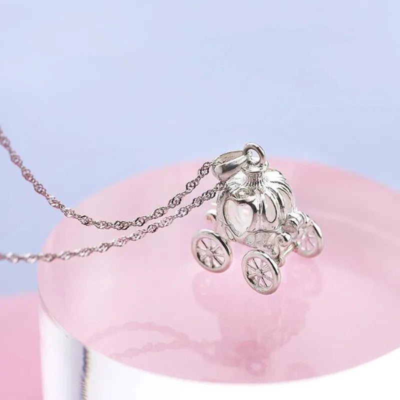925 Sterling Silver Cinderella Pumpkin Carriage Pendant