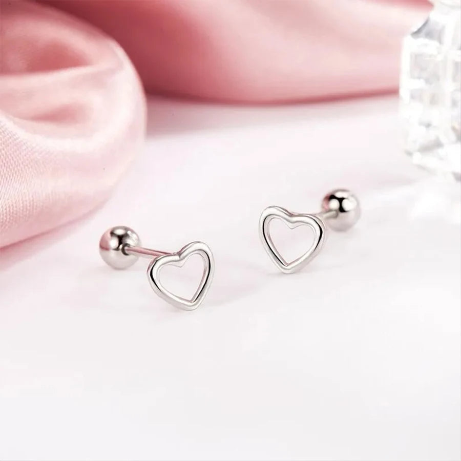 Trendy Butterfly & Heart Helix Stud Earrings – 2pcs Set