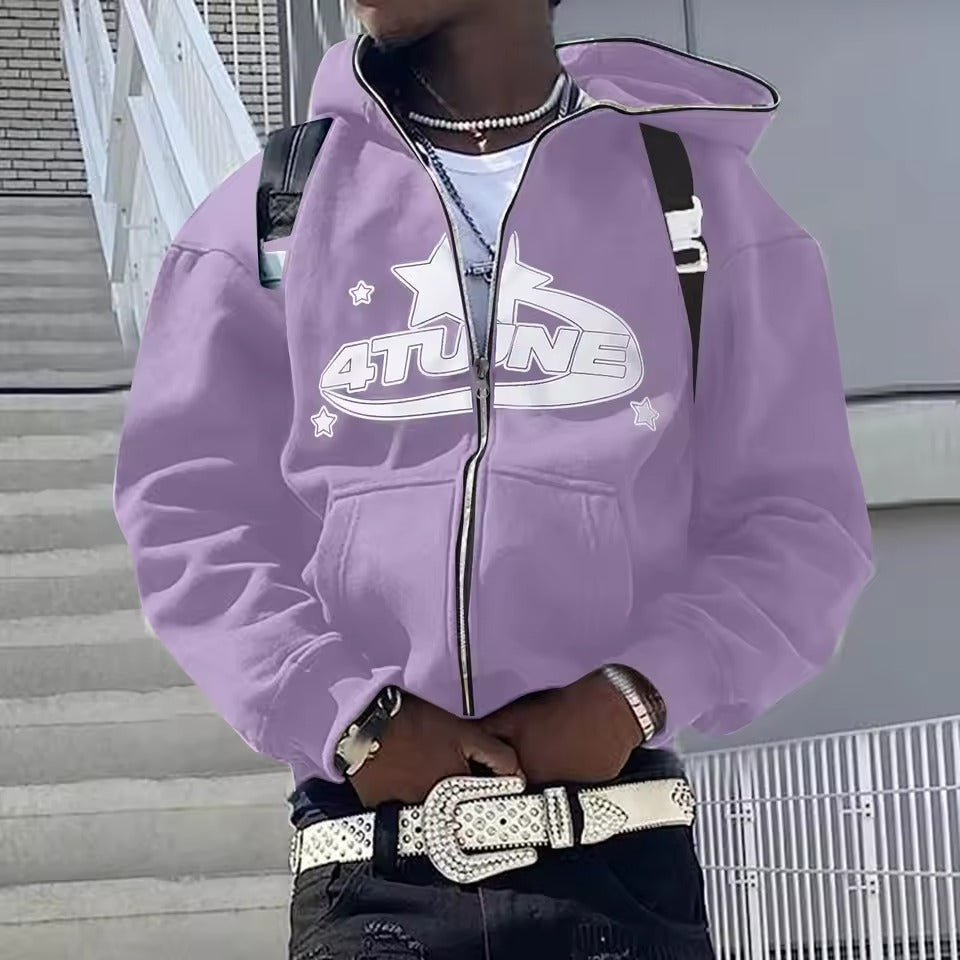 Y2K Zip-Up Hoodie Cardigan