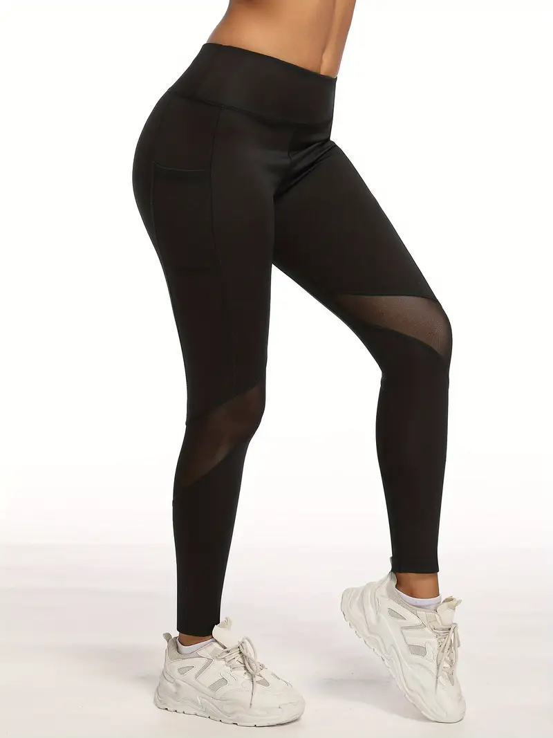 High-Waisted Mesh Stitching Workout Leggings