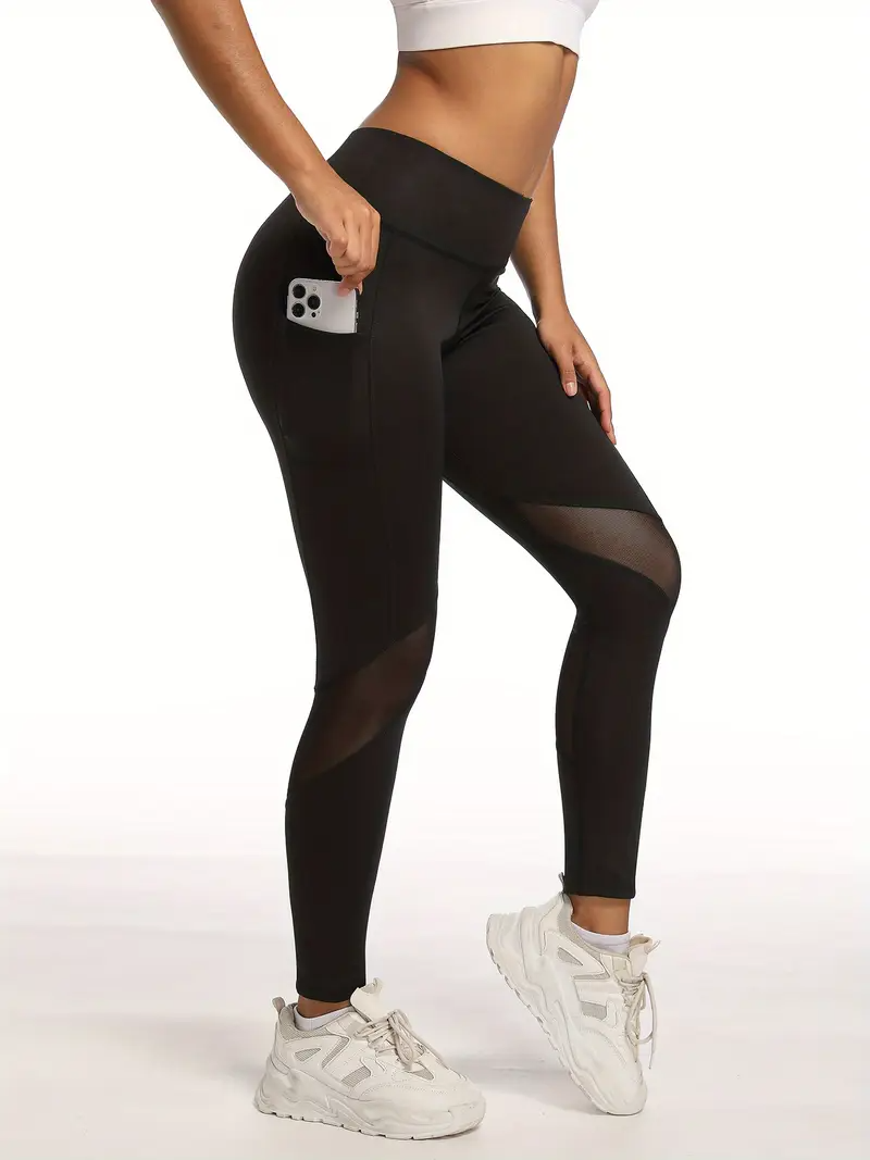 High-Waisted Mesh Stitching Workout Leggings