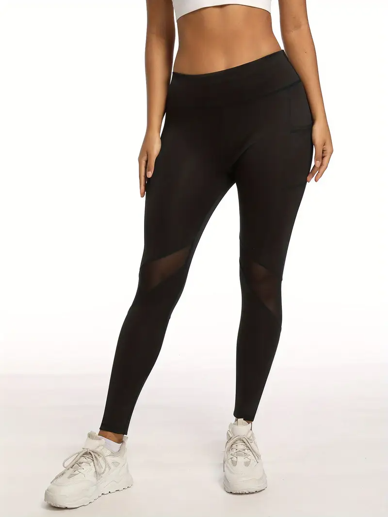 High-Waisted Mesh Stitching Workout Leggings