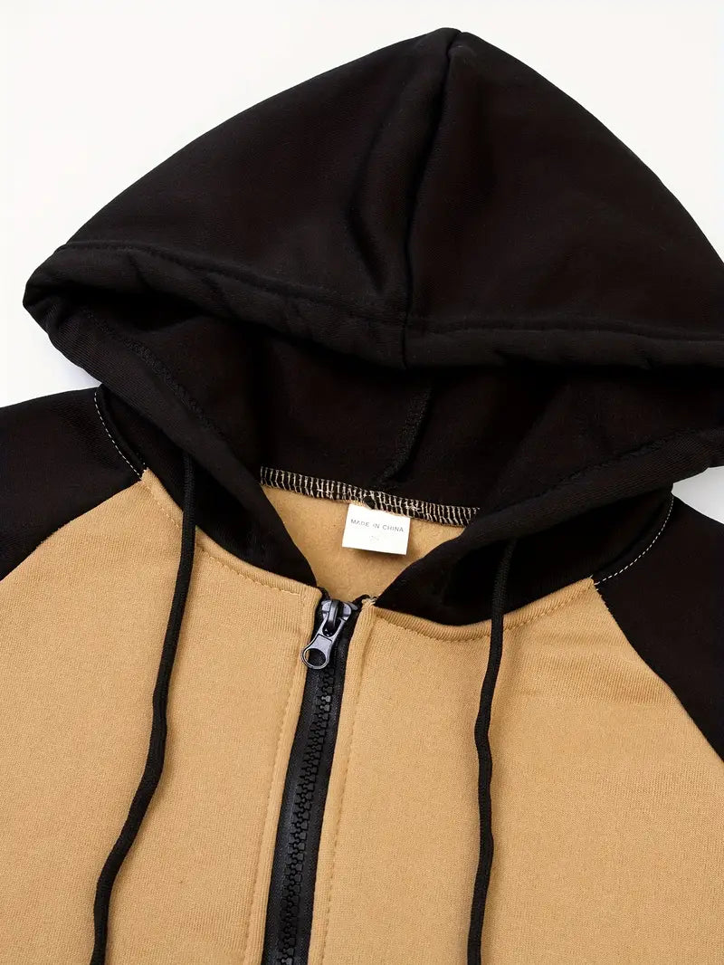 Men's Hooded Zip-Up Jacket with Pockets