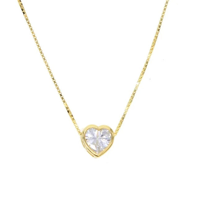 925 Sterling Silver Solitaire CZ Pendant Necklace