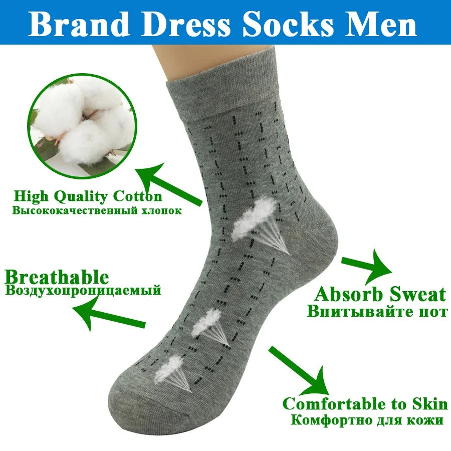 Men’s Striped Cotton Dress Socks – 5 Pairs