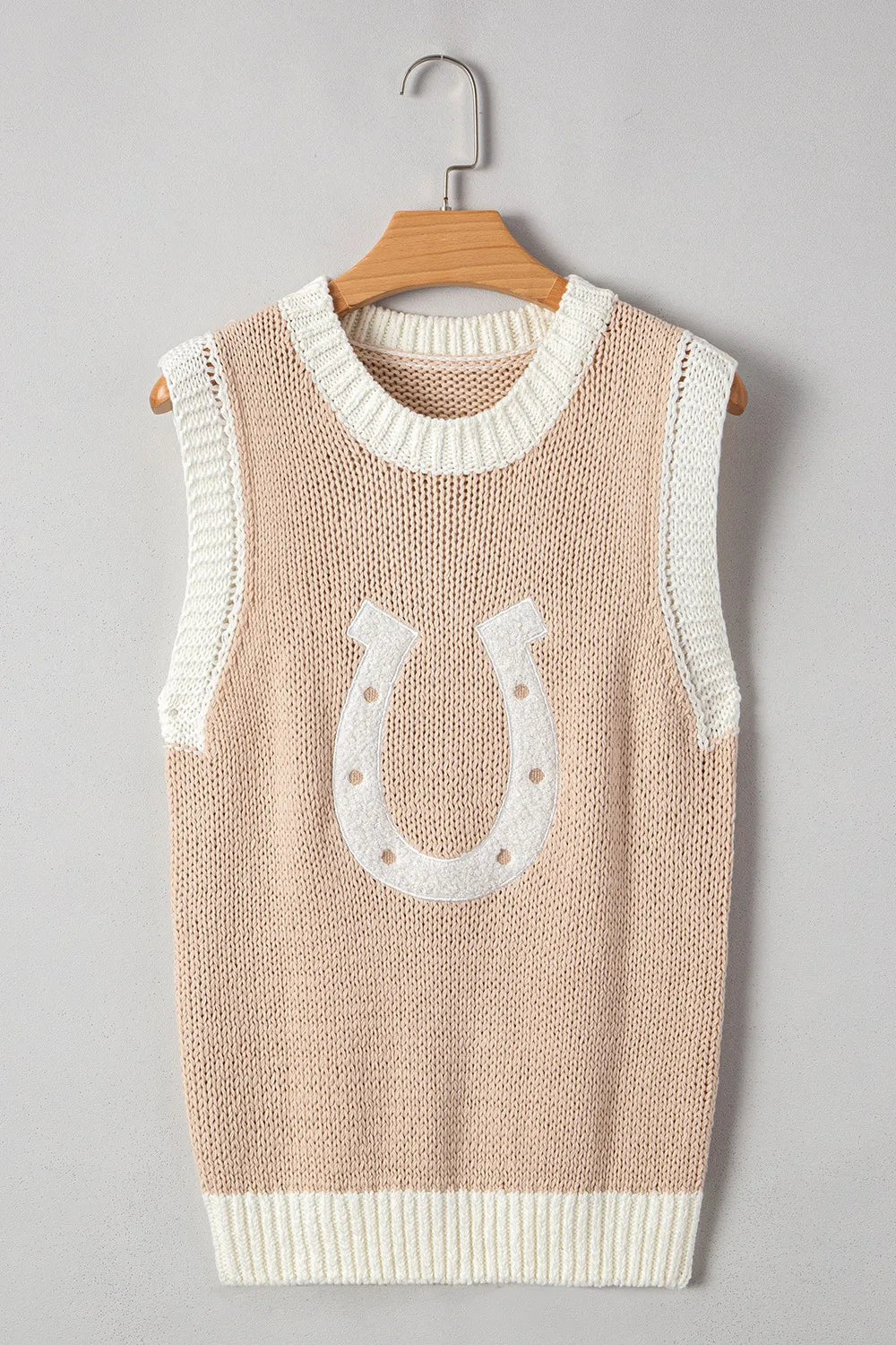 Round Neck Contrast Sweater Vest