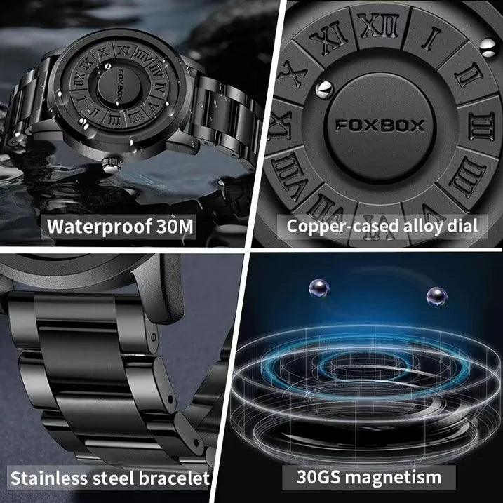 FOXBOX Man Watch LIGE Brand Creative Stainless Steel Band Scrolling Beads Quartz Watches