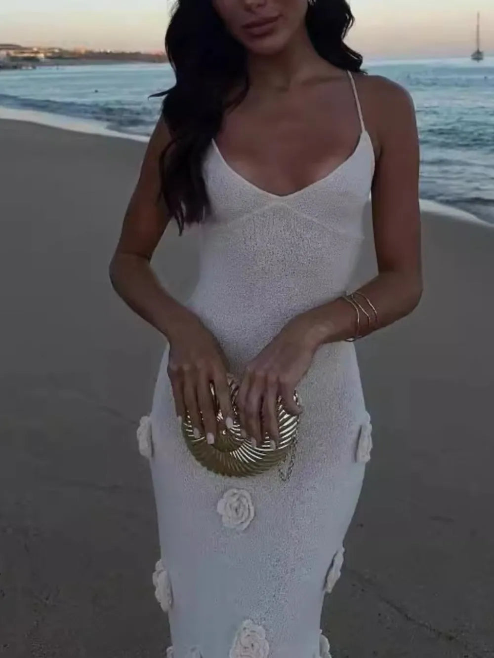 Flower Maxi Sweater Cami Dress