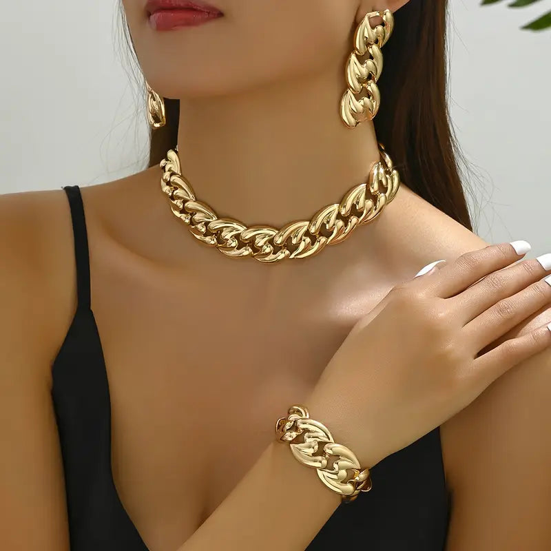 Golden-Tone Luxurious Jewelry Set