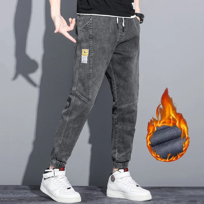 Men’s Baggy Plush Cargo Denim Pants