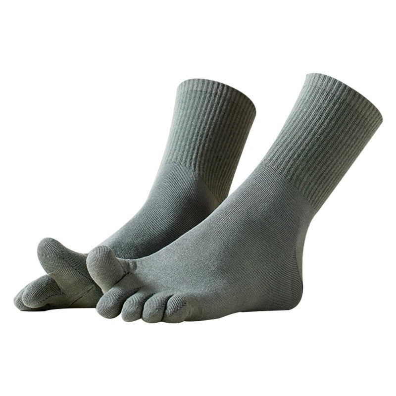 Men’s Five-Finger Cotton Long Socks – 5 Pairs