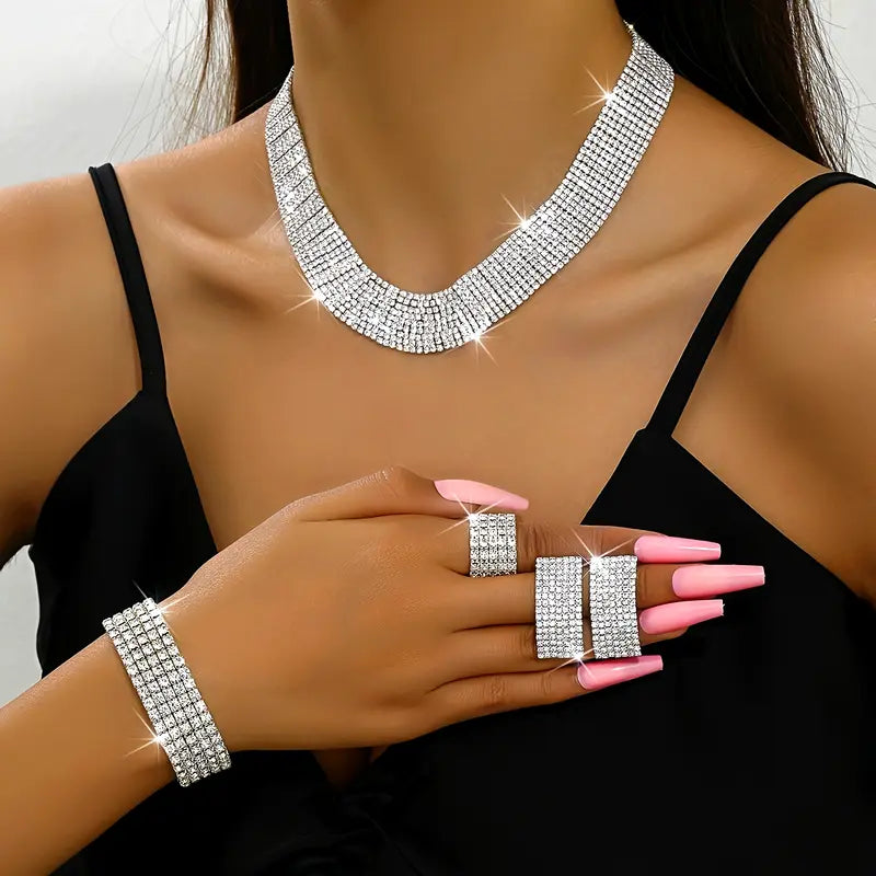 Glamorous Rhinestone Jewelry Set