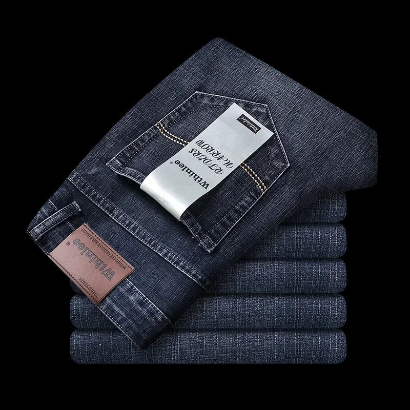 Men’s Business Casual Stretch Straight-Leg Jeans