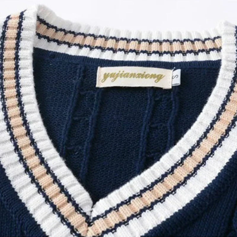 Men’s Thick Striped V-Neck Sweater Vest