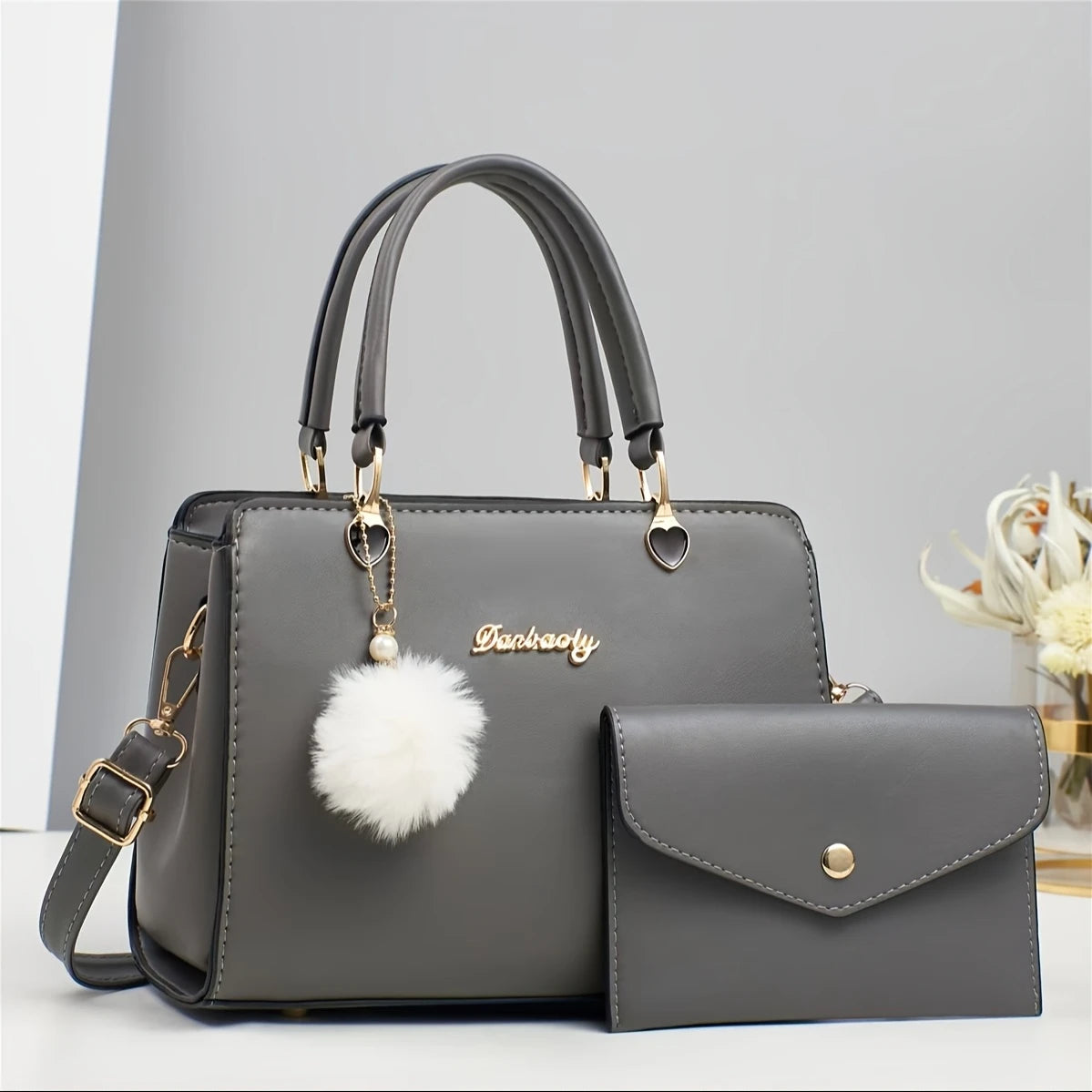 Women Fashion Tote Bag Shoulder Bag Top Handle Satchel Purse Set 2pcs