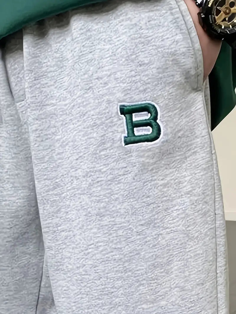 Boys' Lightweight Knit Cropped Shorts with Letter B