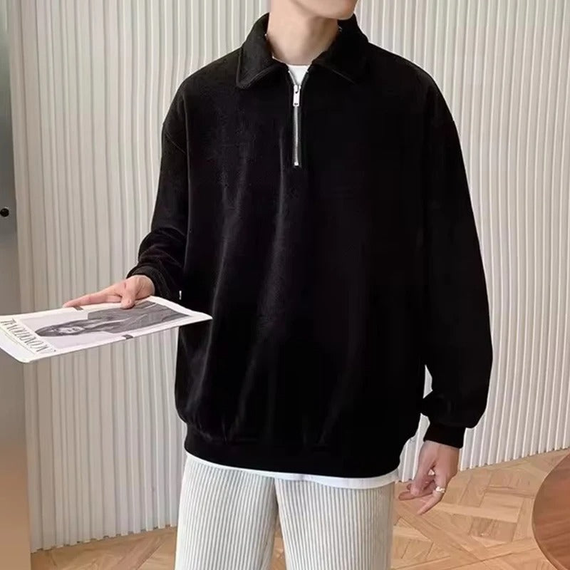 Men's Lapel Zipper Knit Sweater
