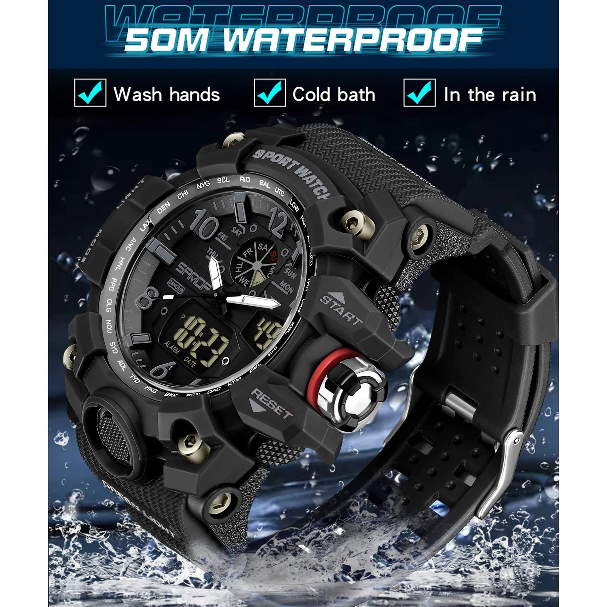 Findtime Mens Sport Watch Waterproof Watches