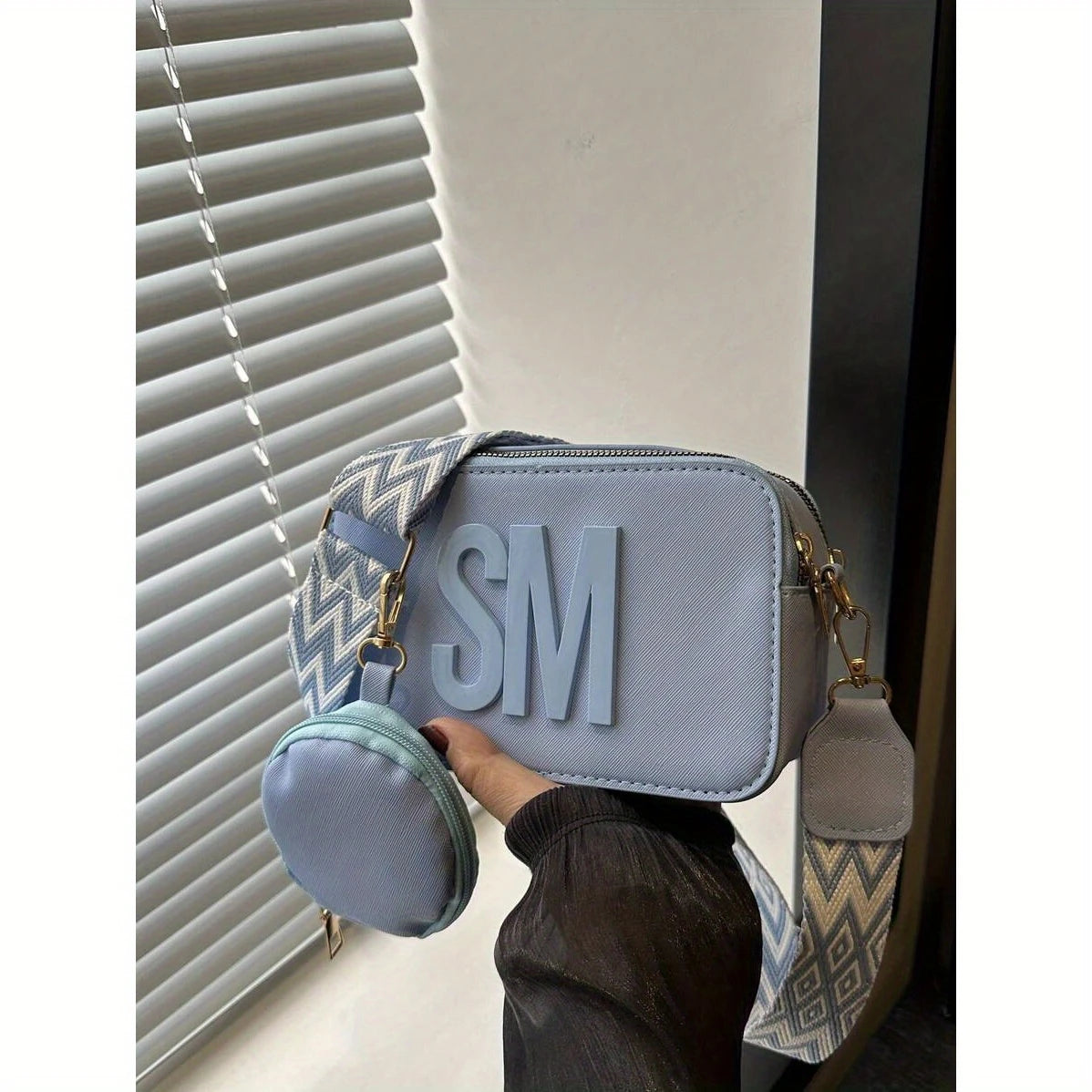 Mini Synthetic Leather Crossbody Bag with Adjustable Strap & Golden-Tone Hardware