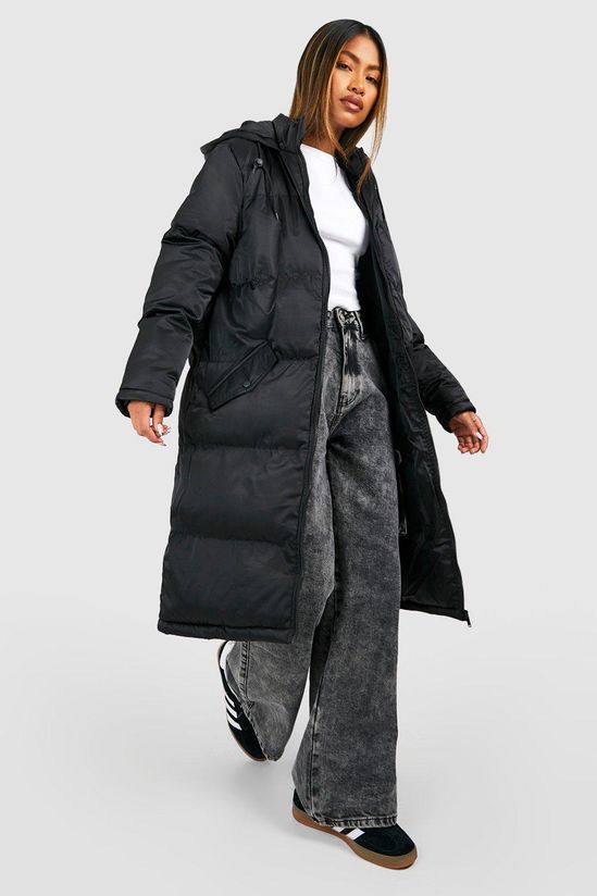 Longline Hooded Padded Puffer Jacket