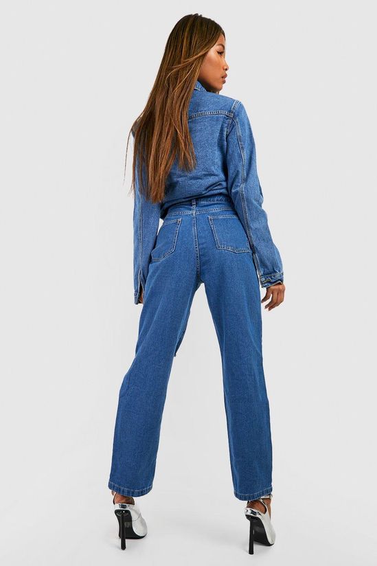 Basics High Waisted Ripped Straight Leg Jeans